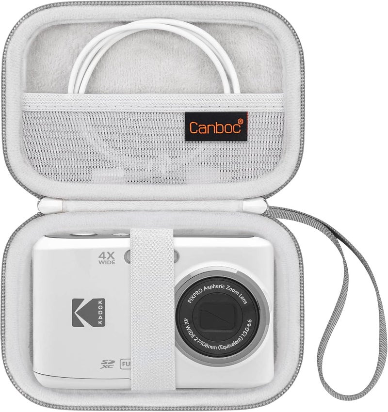 Canboc Carrying Case Compatible with KODAK PIXPRO FZ55/ FZ45/ FZ43/ FZ53 16MP Digital Camera, Video Vlogging Camera Bag, Mesh Pocket fit Cable, Grey (Case Only) - Image 1